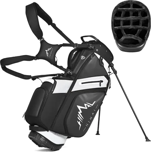 Miniatura 11 de UNIHIMAl Bolsa de golf de 14 vías, bolsa de golf de piel sintética para hombres y mujeres con parte superior de felpa, 10 bolsillos