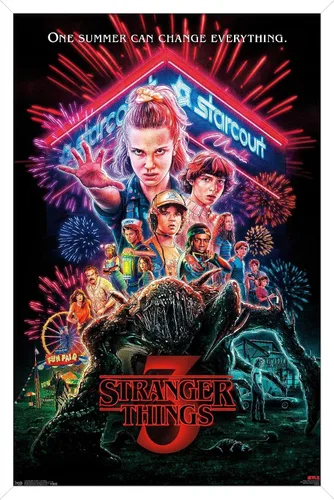 Miniatura 12 de Trends International Netflix Stranger Things: Season 3 - Póster de pared de una hoja, 14.725 x 22.375 pulgadas, versión enmarcada de madera
