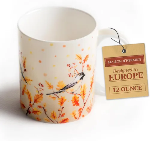 Miniatura 115 de Maison d' Hermine Taza de café con asas, tazas de porcelana fina de hueso, paquete de dos tazas de té para bebidas calientes, capuchino, latte, 015