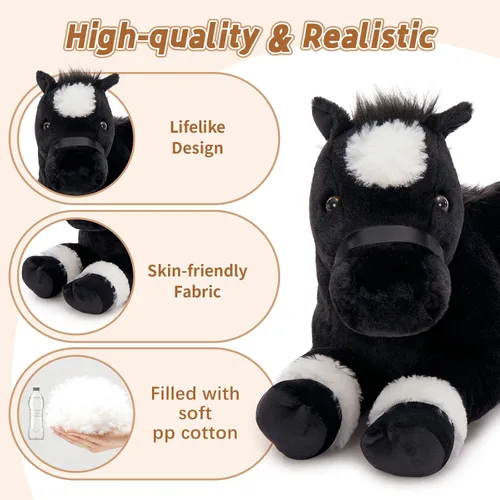Miniatura 6 de Tezituor 4 piezas de animal de peluche de caballo con bebés, caballo de peluche grande de 18 pulgadas mamá con bebé de pony de peluche, lindo