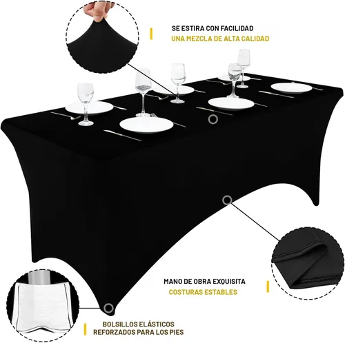 Miniatura 2 de Smiry Paquete de 2 manteles de elastano de 6 pies, fundas de mesa elásticas ajustables extensibles, lavables y sin arrugas, rectangulares para mesa
