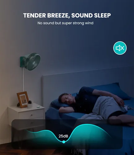 Miniatura 7 de LEMOISTAR Ventilador de pared de 10 pulgadas con control remoto, oscilación de 90°, 4 velocidades, 4 temporizadores, inclinación ajustable, cable