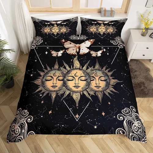 Miniatura 19 de Erosebridal Juego de ropa de cama con diseño de árbol de la vida, tamaño Queen para niños y niñas, diseño bohemio exótico de mariposa, funda