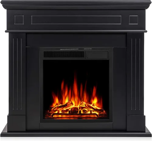 Miniatura 9 de R.W.FLAME - Chimenea eléctrica de 43" con repisa, caja de fuego envolvente de madera, soporte de TV con chimenea eléctrica de pie, control remoto