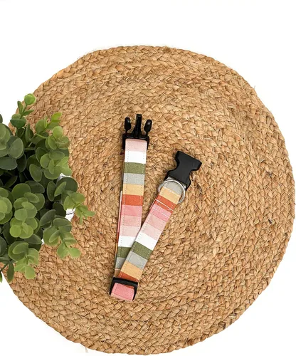 Miniatura 4 de Boho Stripe Dog Collar with Buckle - Made in the USA - Handmade by Collars by Design (Medium)
