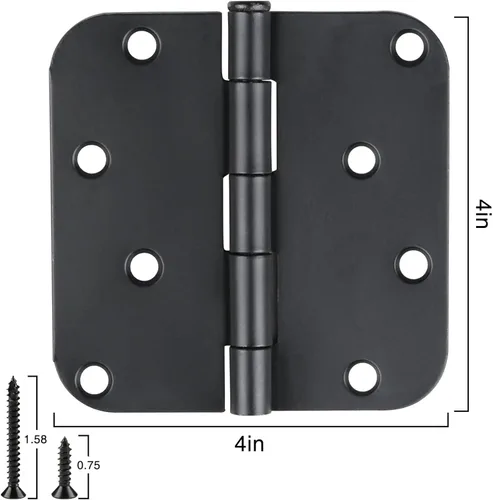 Miniatura 2 de Paquete de 12 bisagras negras mate para puertas exteriores de 4 pulgadas, bisagras para puertas negras mate de 4 pulgadas, bisagras negras