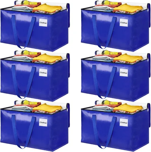 Miniatura 8 de Bolsas de mudanza extra grandes, bolsas de almacenamiento con asas de estudio y cremalleras resistentes, suministros de mudanza para mudanza