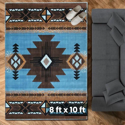 Miniatura 43 de YHSF South West - alfombra estilo nativo americano del suroeste C318 - fácil de limpiar, gruesa, suave, duradera, alfombra inspirada en tribus