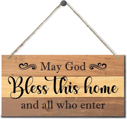 Miniatura 14 de Letrero decorativo de madera con texto en inglés «May God Bless This Home» («May God Bless This Home»)