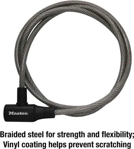 Miniatura 4 de Master Lock Cable Lock, Keyed Bike Lock, 6 ft. Long, 8154DPF