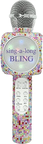 Miniatura 4 de Wireless Express - Micrófono de karaoke Bling Bluetooth para cantar y altavoz estéreo Bluetooth todo en uno (Confetti Bling)