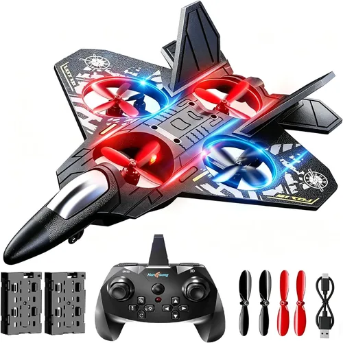 Avión de control remoto para niños principiantes de 8 a 12 años, avión RC con luz, juguete de combate de 360°, rollo de acrobacias, regalos de