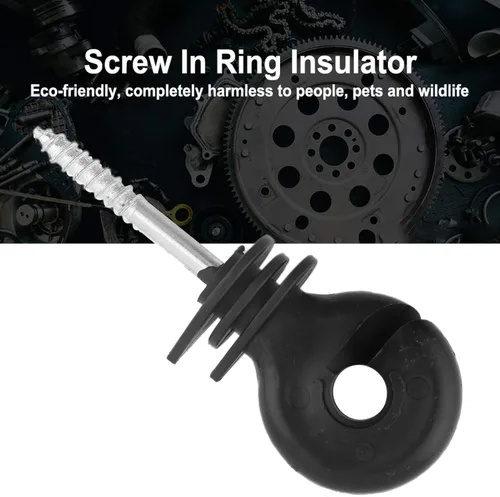 Miniatura 5 de 50 unidades/juego de aisladores eléctricos de cerca, aisladores de anillo de rosca negro, accesorios de sistema de rejilla de cercas eléctricas