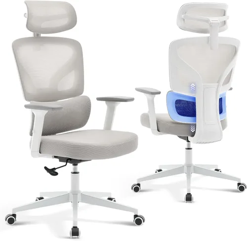 Miniatura 13 de Silla de oficina ergonómica - Silla de escritorio de malla para el hogar con soporte lumbar ajustable, silla de juegos de computadora con respaldo