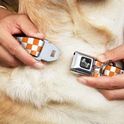 Miniatura 8 de Buckle-Down Checker White/Tan Orange Dog Collar Bone, Small/9-15