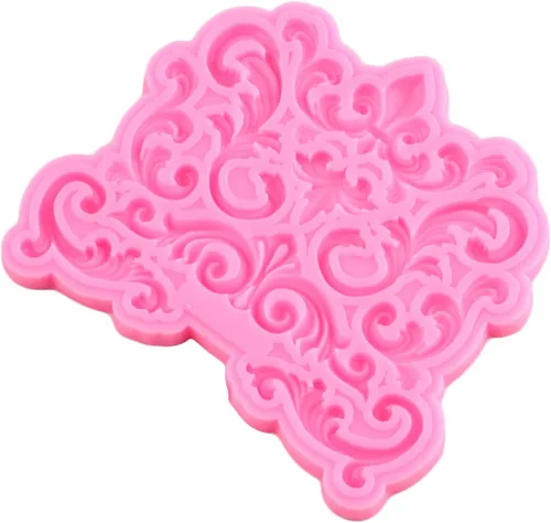 Miniatura 5 de Moldes barrocos de silicona para fondant de encaje de volutas para alivio de flores de caramelo, molde de filigrana esculpido en 3D para decoración
