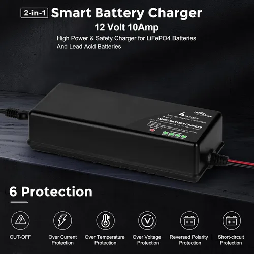 Miniatura 2 de ULTRAPOWER - Cargador de batería LiFePO4 de 14.6 V 10 A, cargador de batería inteligente para baterías LFP de 12 V y batería de plomo ácido