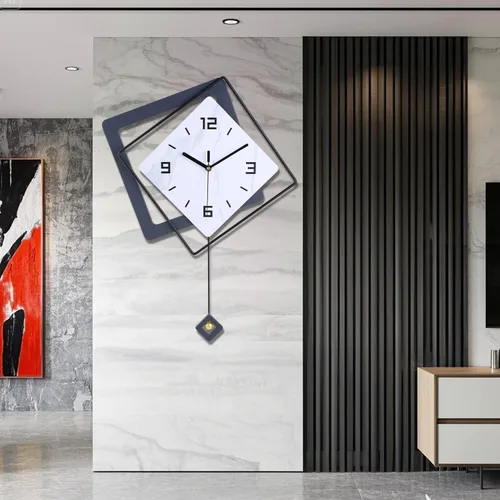 Miniatura 9 de Reloj de pared con péndulo, cuarzo de calidad silenciosa operado por batería, modernos relojes de pared grandes para sala de estar, cocina, hogar