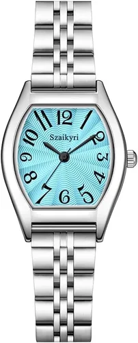 Miniatura 15 de Reloj Szaikyri en Forma de Barril para Mujeres con Números Árabes Fáciles de Leer, Reloj de Vestir para Damas