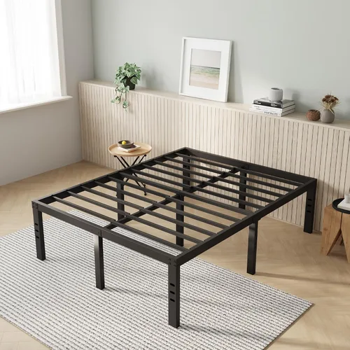 Miniatura 18 de Novilla Base de cama tamaño Queen, base de cama con plataforma de metal de 14 pulgadas tamaño Queen con espacio de almacenamiento debajo de la cama