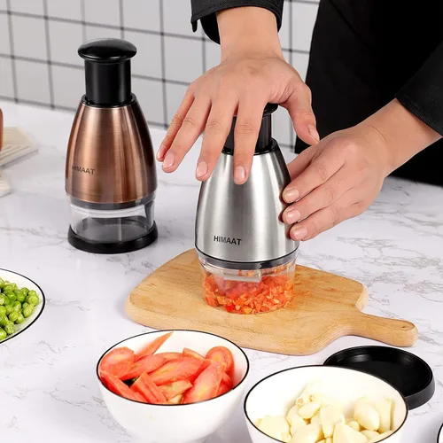 Miniatura 2 de Cortador manual de verduras – Picador manual de acero inoxidable eficiente para cebollas, ajo, tomates, nueces, hierbas, ensalada. Accesorio