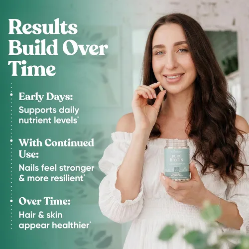 Miniatura 6 de Suplemento Biotin 0.00017 oz, 120 cápsulas vegetarianas (para el crecimiento del cabello, piel y uñas)