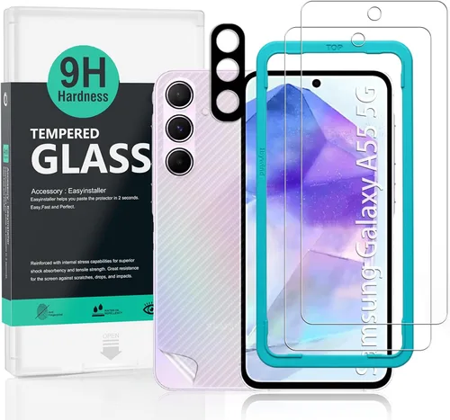 Miniatura 8 de Ibywind Protector de pantalla para SamSung Galaxy A51, con 2 piezas de vidrio templado, 1 protector de lente de cámara, 1 película de fibra