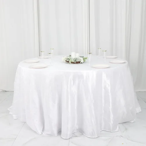 Miniatura 8 de Tableclothsfactory Mantel rectangular de tafetán arrugado de acordeón azul polvoriento, de 60 x 102 pulgadas, perfecto para ceremonias de boda