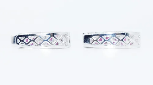 Miniatura 4 de Pendientes de plata de ley con diamantes y piedras preciosas para mujer Plata de ley Gema rubí diamante