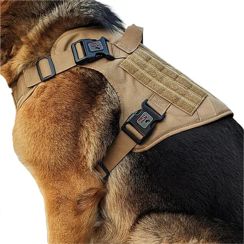 Miniatura 3 de Arnés táctico para perros grandes, chaleco para perro estilo militar sin tirones con asa y 2 clips de metal para correa, tela resistente con ajuste