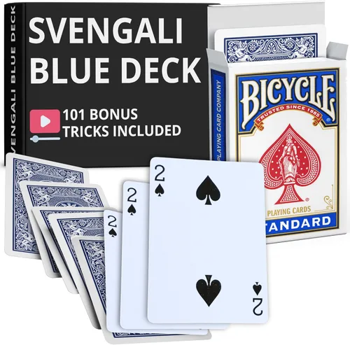 Miniatura 30 de Ted's Sterling Magic Precision Blue Rider Back Bicicleta Svengali Deck con instrucciones para más de 100 trucos (2 de clubes)