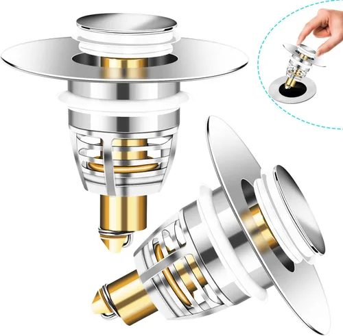 Paquete de 2 tapones universales para lavabo de baño, tapón de drenaje desplegable para lavabo, filtro de drenaje para lavabo de 1.06 a 1.61