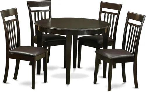 Miniatura 10 de East West Furniture BOCA3-CAP-C Boston - Juego de habitación de 3 piezas que contiene una mesa redonda de madera y 2 sillas de comedor de tela