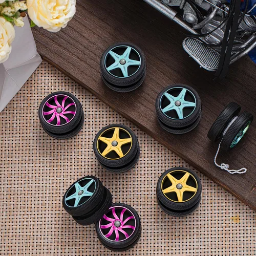 Miniatura 6 de Silipull 24 piezas de yoyos de rueda para niños, mini yoyos de plástico, regalos de fiesta de carreras para principiantes, adultos, adolescentes