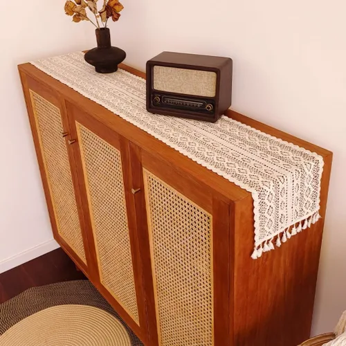 Miniatura 6 de Gemseek Camino de Mesa de Crochet de Algodón Boho de 60 Pulgadas, Camino de Mesa de Encaje Macramé Bohemio Beige Vintage para Cocina Mesa de Café
