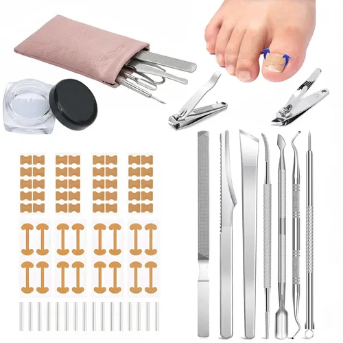 Kit corrector de uñas encarnadas con herramientas de lima y elevación, cuidado profesional de pedicura para uñas encarnadas, juego de corrección de