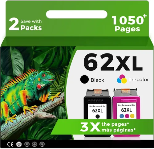 62 Negro/Color - Cartucho de tinta remanufacturado Combo para HP 62XL HP62 XL, compatible con Envy 5540 5542 5545 5640 5642 5660 5664 5665 7640