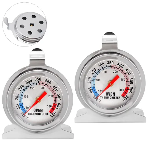 Miniatura 4 de Termómetro para horno, paquete de 2 unidades de 122.0-572.0 °F/100-600°F, para parrilla, freír chef, ahumador, termómetro analógico, lectura