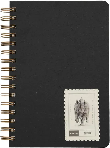 Kolo - Cuaderno de bocetos de 5.5 x 8.5 pulgadas, encuadernado en espiral, 50 libras/74 gsm, ideal para lápiz, lápiz de colores y carbón, 100 hojas