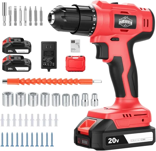 Miniatura 8 de Juego de taladro inalámbrico sin escobillas morado, kit de controlador compacto de 12 V con motor eléctrico, ajuste de par, 50 N.m, 2 velocidades