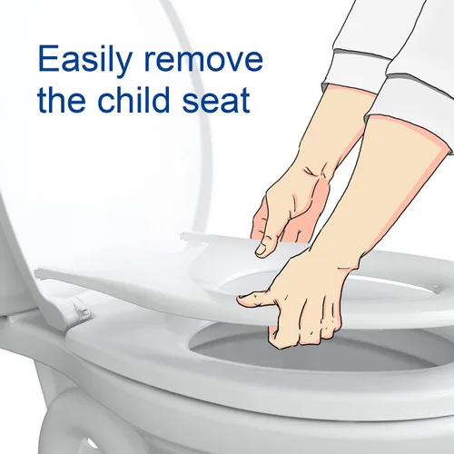 Miniatura 2 de R&T Asiento de inodoro redondo con asiento de entrenamiento para ir al baño integrado, asiento de cierre lento para niños y adultos, fácil