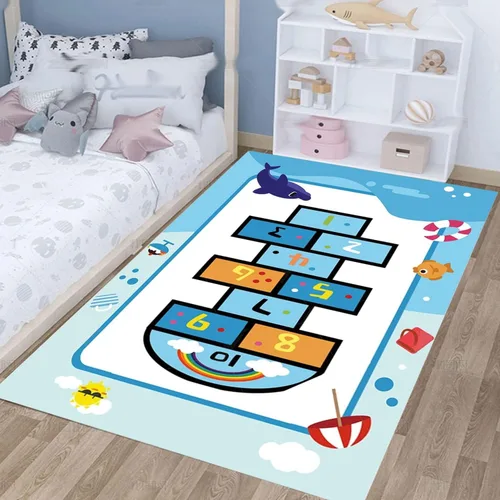 Miniatura 3 de Hopscotch - Alfombra infantil para sala de juegos, divertida alfombra educativa y alfombras de área, alfombra antideslizante para aprendizaje