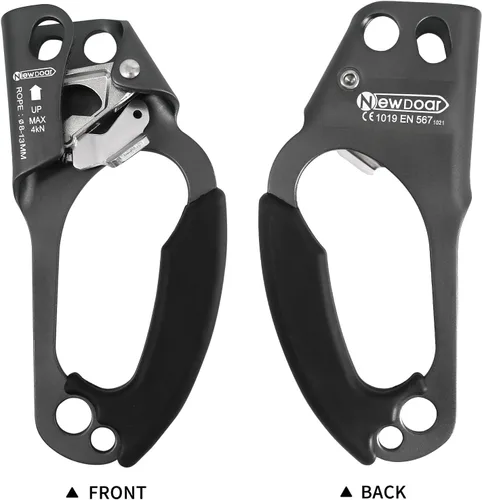Miniatura 4 de NewDoar Certificado UIAA y CE - Ascendedor de mano para escalada en roca, arborista, equipo de rapel para cuerda de 8~13MM Gris-Derecho