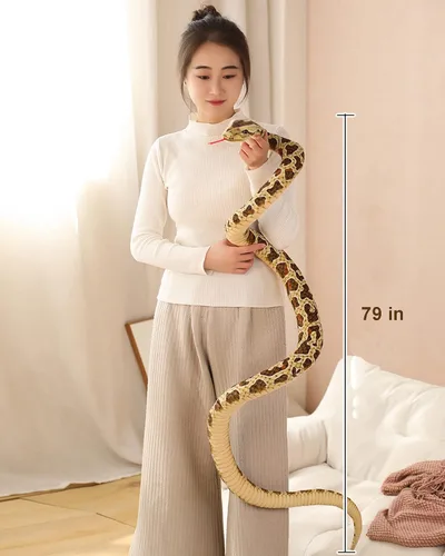 Miniatura 5 de BXT Peluche de serpiente de 7 pies de largo, animal de peluche de serpiente realista, juguete de peluche de serpiente gigante, juguete de broma