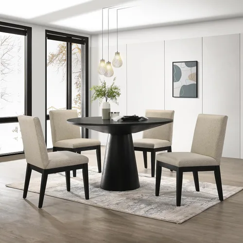 Miniatura 9 de Roundhill Furniture Rocco - Juego de comedor contemporáneo, mesa redonda con pedestal con 4 sillas, madera flotante Driftwood