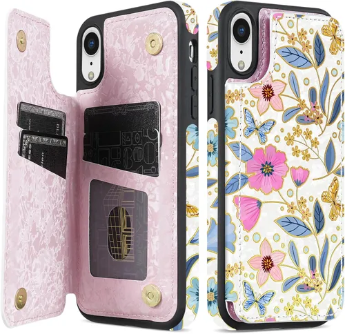 Miniatura 11 de NNH Funda tipo cartera compatible con iPhone Xs Max con bloqueo RFID, ranuras para tarjetas, folio de piel sintética, función atril, doble cierre