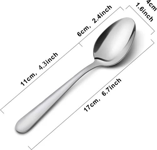 Miniatura 2 de Juego de 24 cucharas de cena – Cucharas de acero inoxidable de 6.7 pulgadas, cucharas de postre duraderas, cuchara de mesa para el hogar, cocina