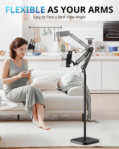 Miniatura 2 de UBeesize Soporte para Tablet para Cama y Piso, Soporte Ajustable para iPad de Servicio Pesado de 9.7 LB, Giratorio de 360°, Brazo Extensible