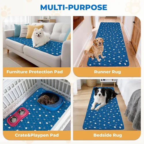Miniatura 7 de Fostanfly Almohadillas Lavables para Orina de Perro, 1 Paquete 24''x72''(2x6 pies) Almohadillas Antideslizantes Reutilizables para Cachorros