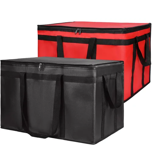 Miniatura 26 de Paquete de 1 bolsa aislada para entrega de alimentos con parte inferior dura, calentadores de alimentos comerciales XXXL para conductores de Negro
